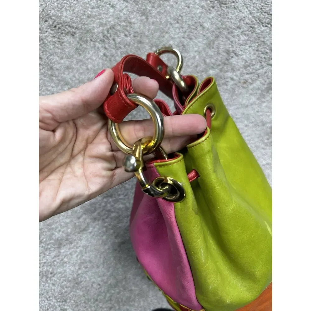 Joseph B Exclusive New York Colorful Woven Bucket Bag Boho Drawstring Crossbody - Picture 9 of 13